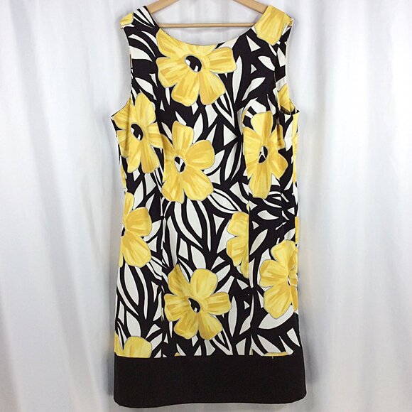 Alyx Sheath Tank Dress Womens Plus Size 20W Floral Sleeveless Yellow Black White - Picture 1 of 7